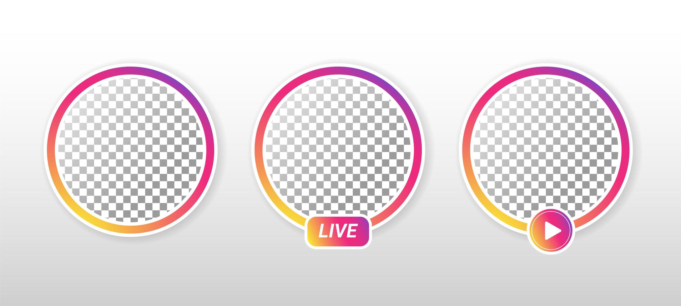 Gradient circle live streaming on social media.  vector