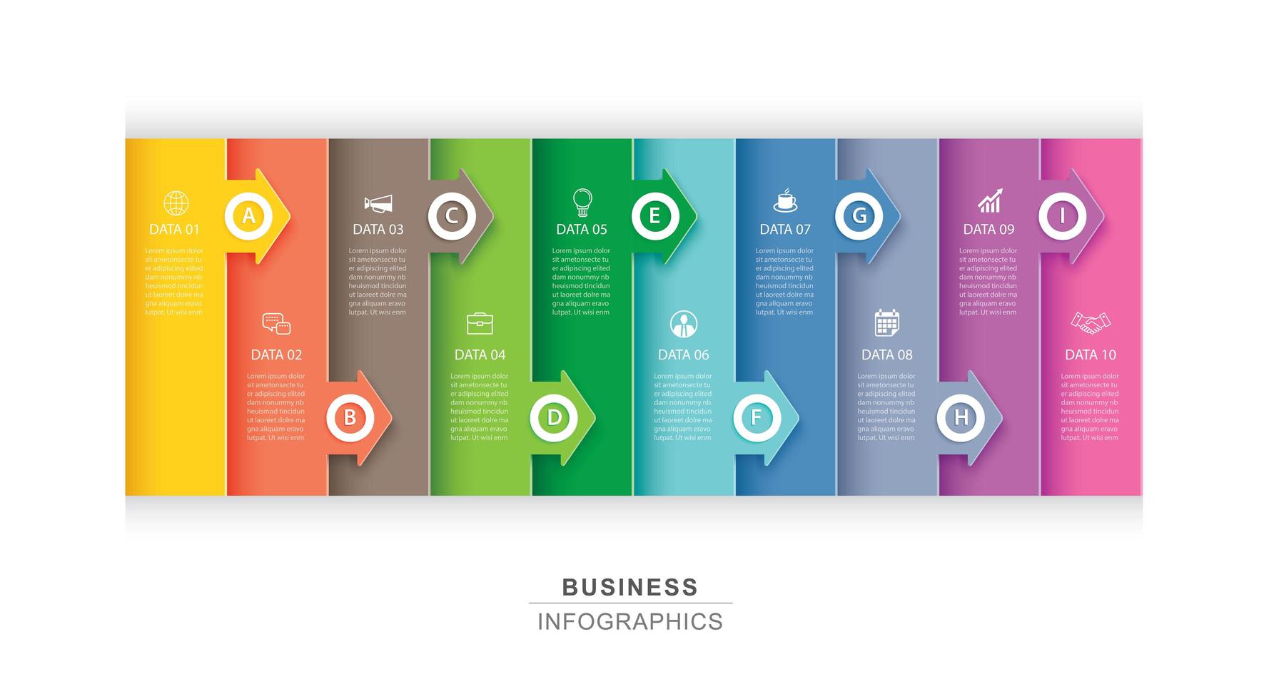 10 data infographics tab paper index and arrow  vector