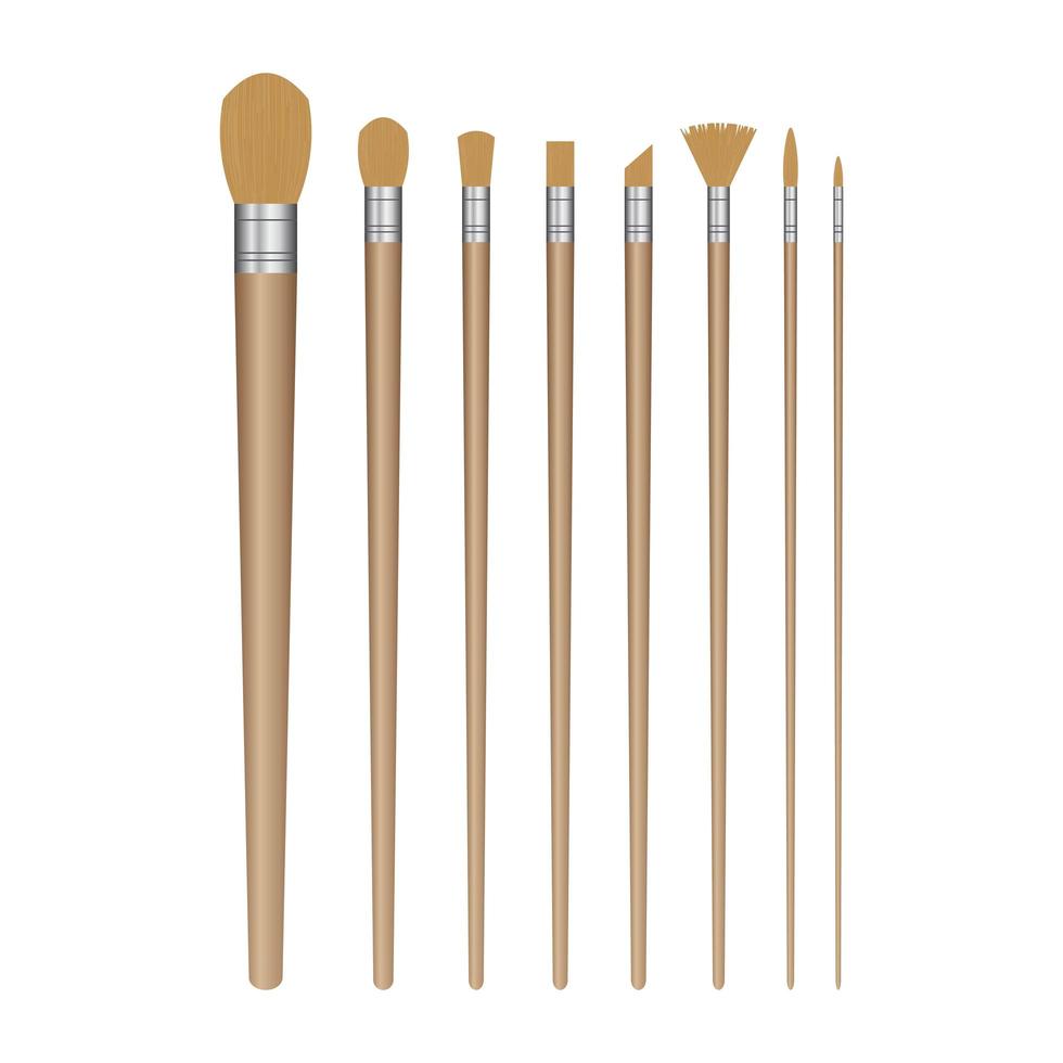 Paint Brush Set on White vector