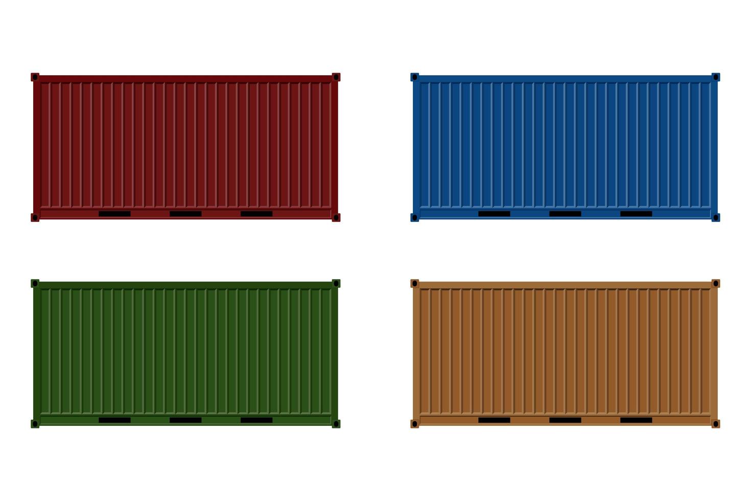 Multicolor Cargo Containers on White vector