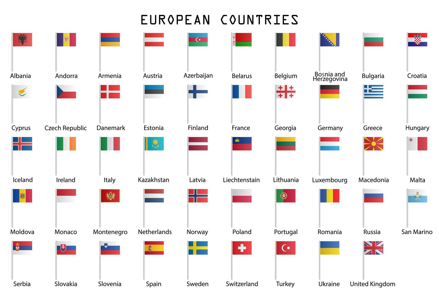 Europe Flags on White vector
