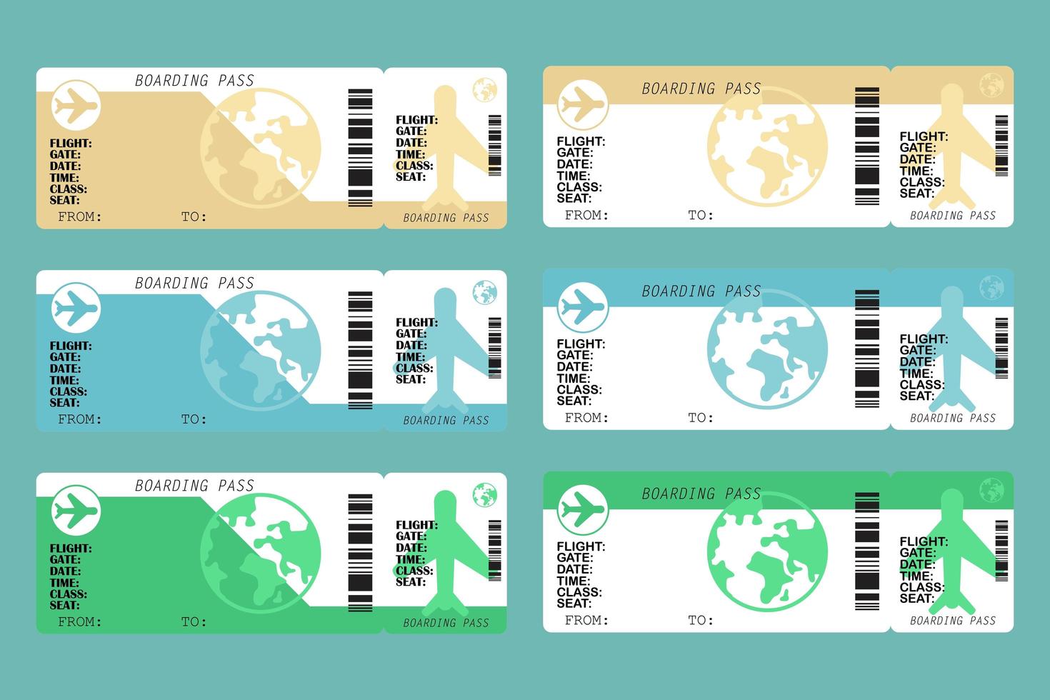 Airline Boarding Pass Set vector