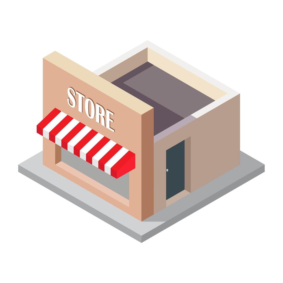 Isometric Shop on White vector