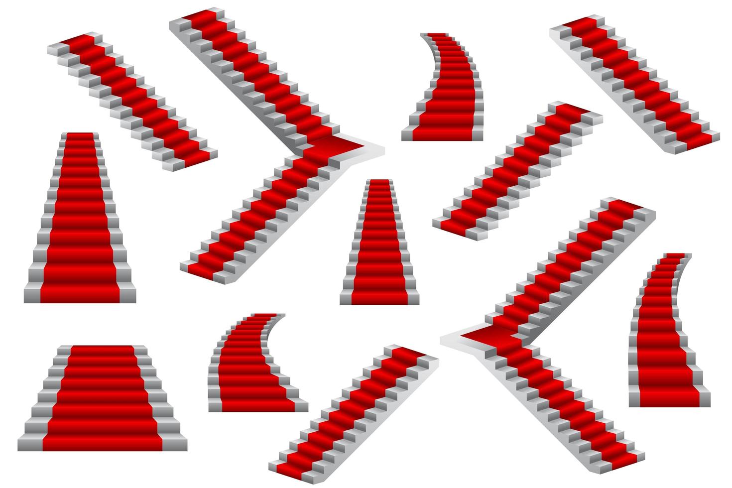 conjunto de escaleras de alfombra roja vector