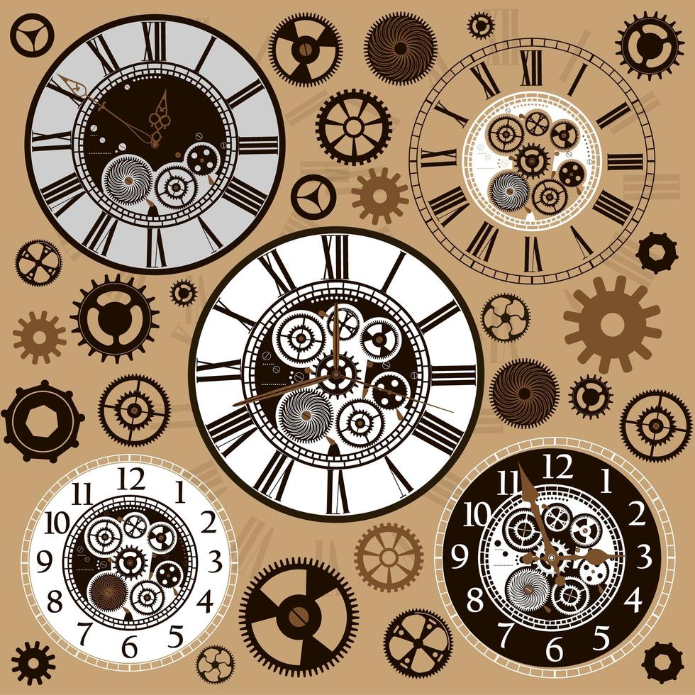 conjunto de caras y piezas de reloj vector