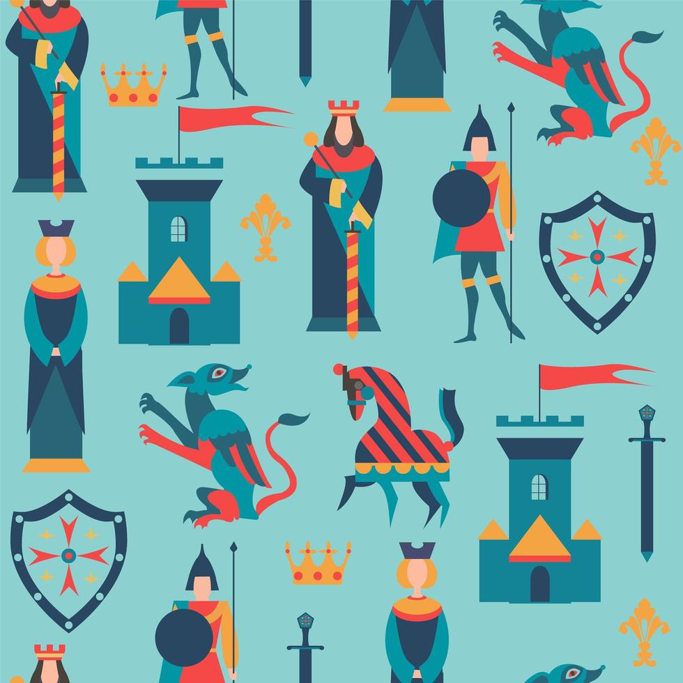 Seamless pattern with kingdom elements vector