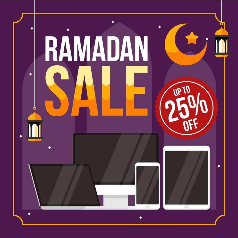 Fondo de venta ramadhan con electrónica vector