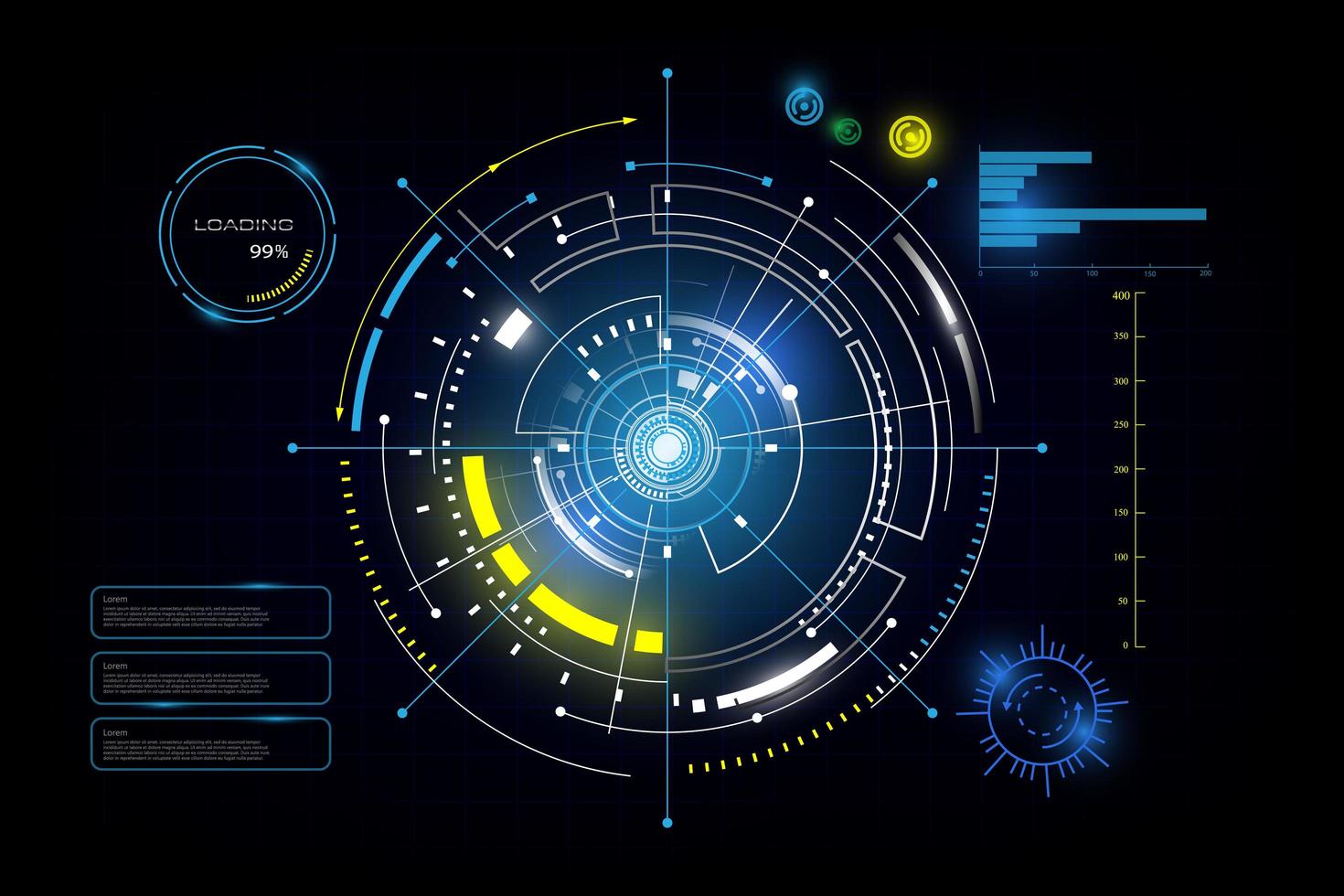 Circular HUD elements set vector