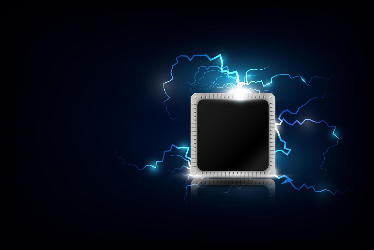 Microchip with electric sparks design vector