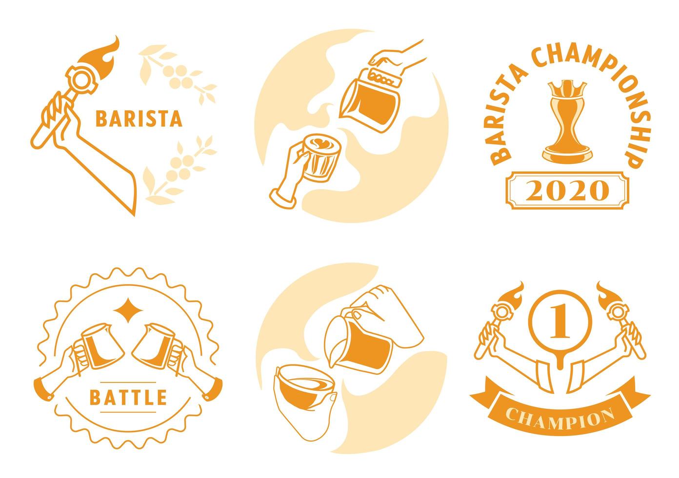 Latte art badge set vector