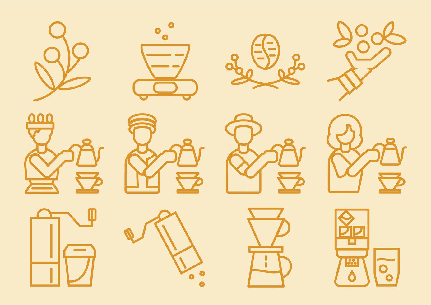 Coffee dripper icon set vector