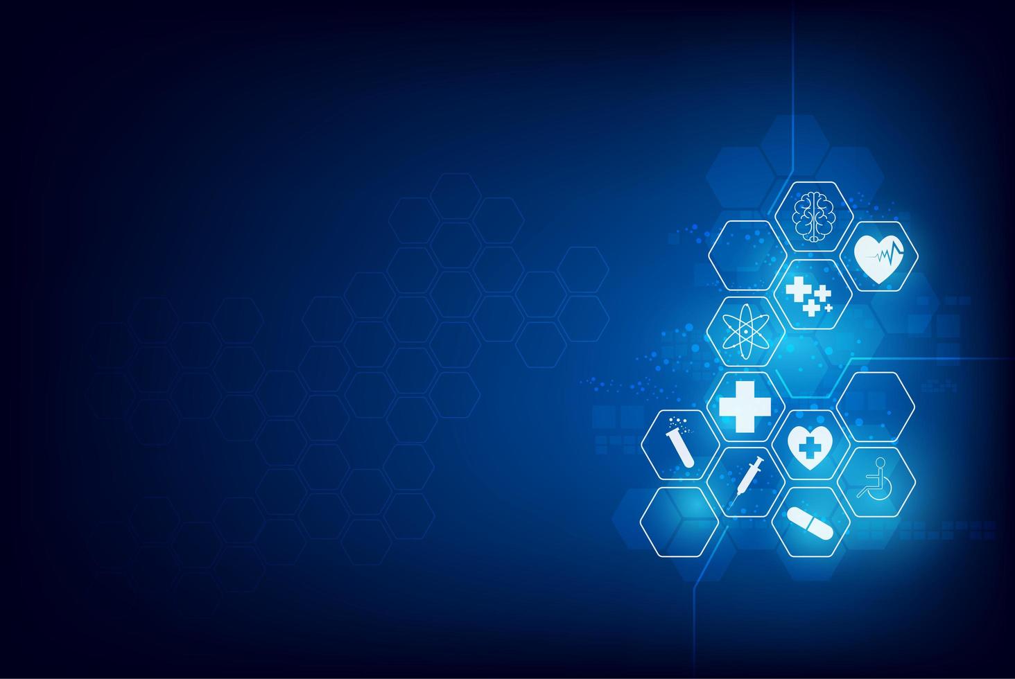 Hexagon medical icon innovation design vector