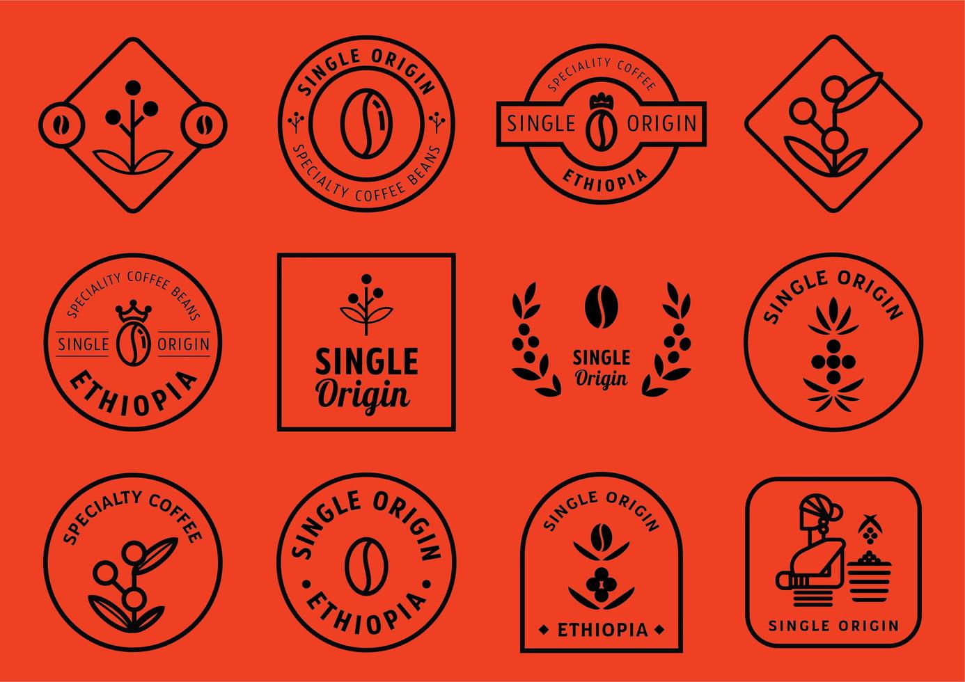 Single origin badge design set vector