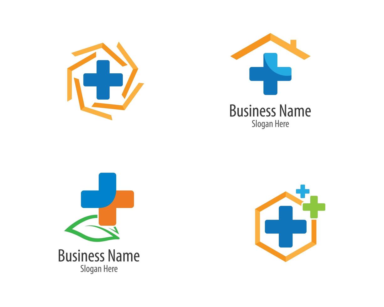 conjunto de logotipo médico de signo más vector