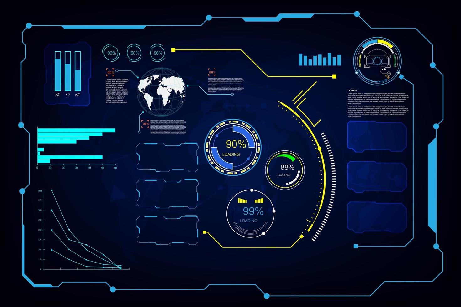 Futuristic screen system set vector