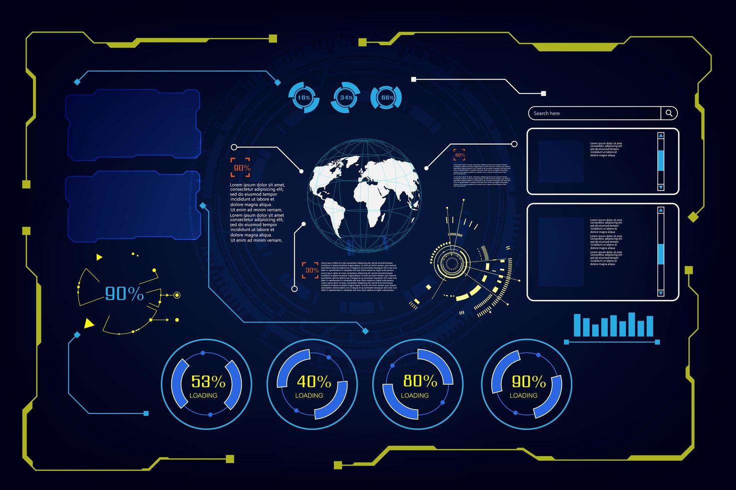 conjunto de interfaz de datos hud futuro global vector