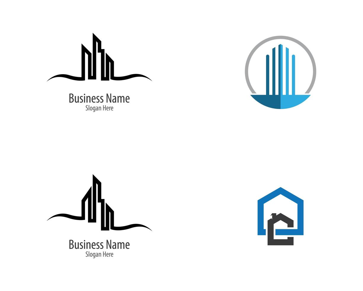 conjunto de logotipo inmobiliario simple vector