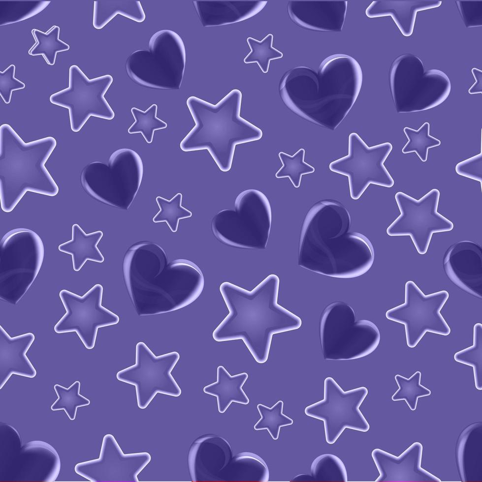  Purple Heart and Star Seamless Pattern  vector