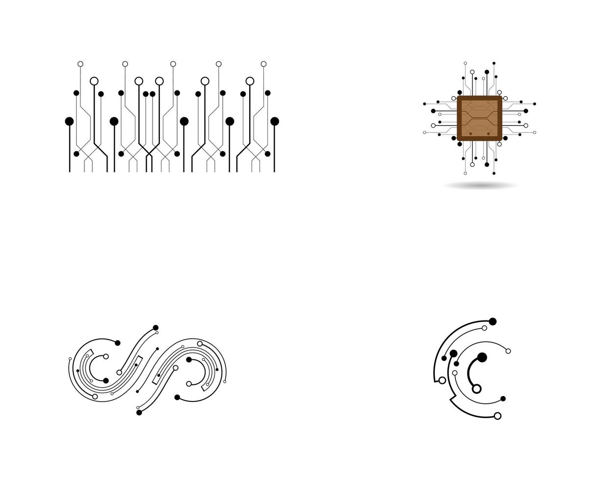 Technology and computer chip logo set  vector