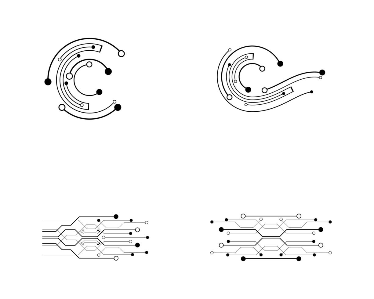 conjunto de logotipo digital de tecnología vector