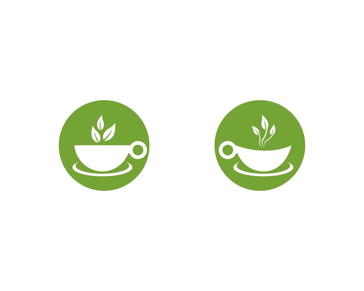 conjunto de logo de té verde vector