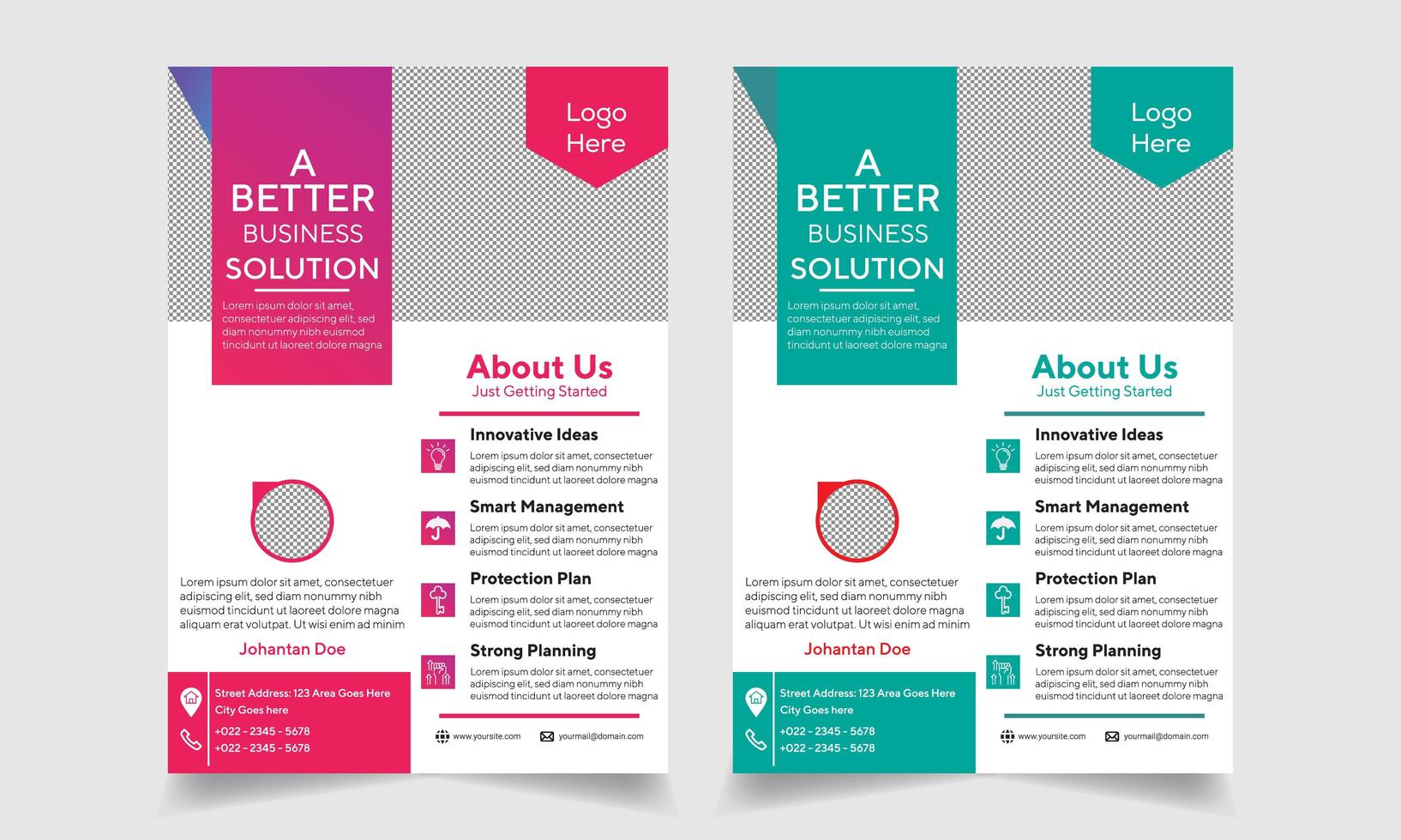 Creative business solution corporate flyer set vector