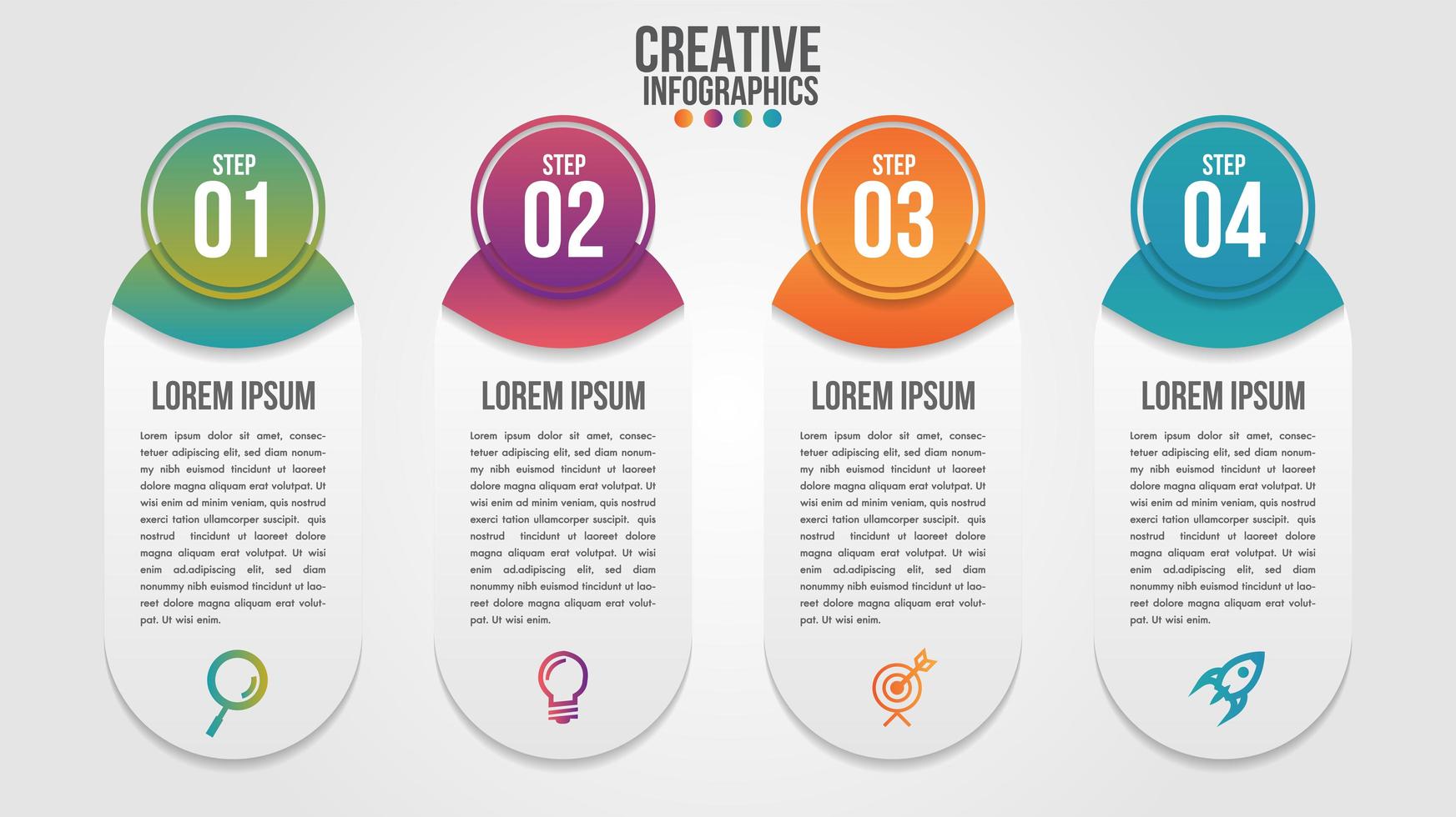 Numbered four step infographic modern timeline element sert  vector