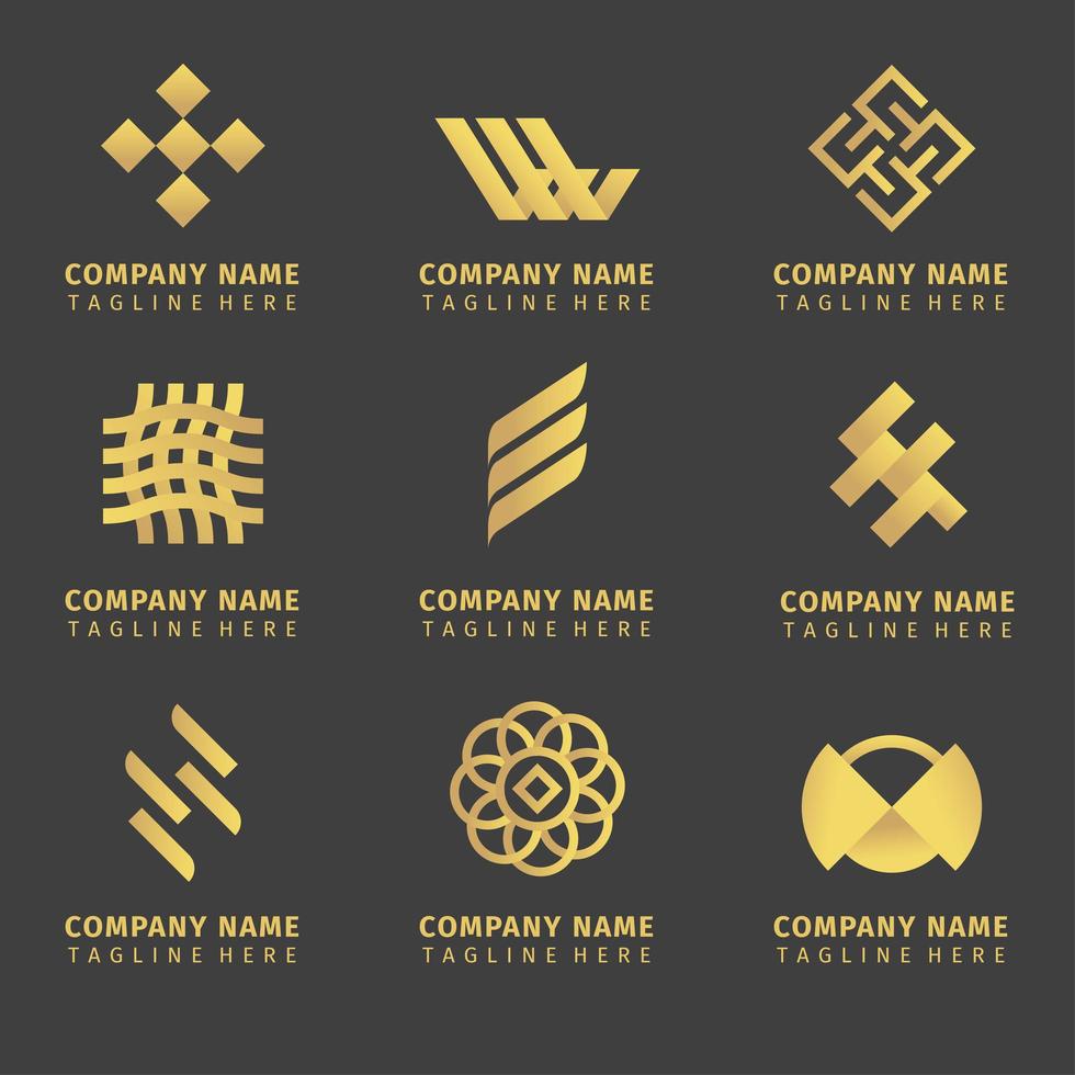 Set of golden company logo design vector