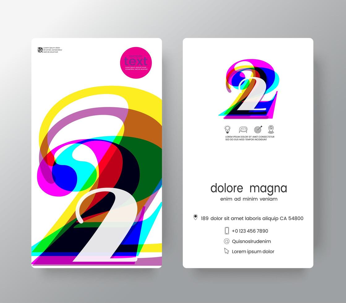 Logo Number 2 Business Card Template vector