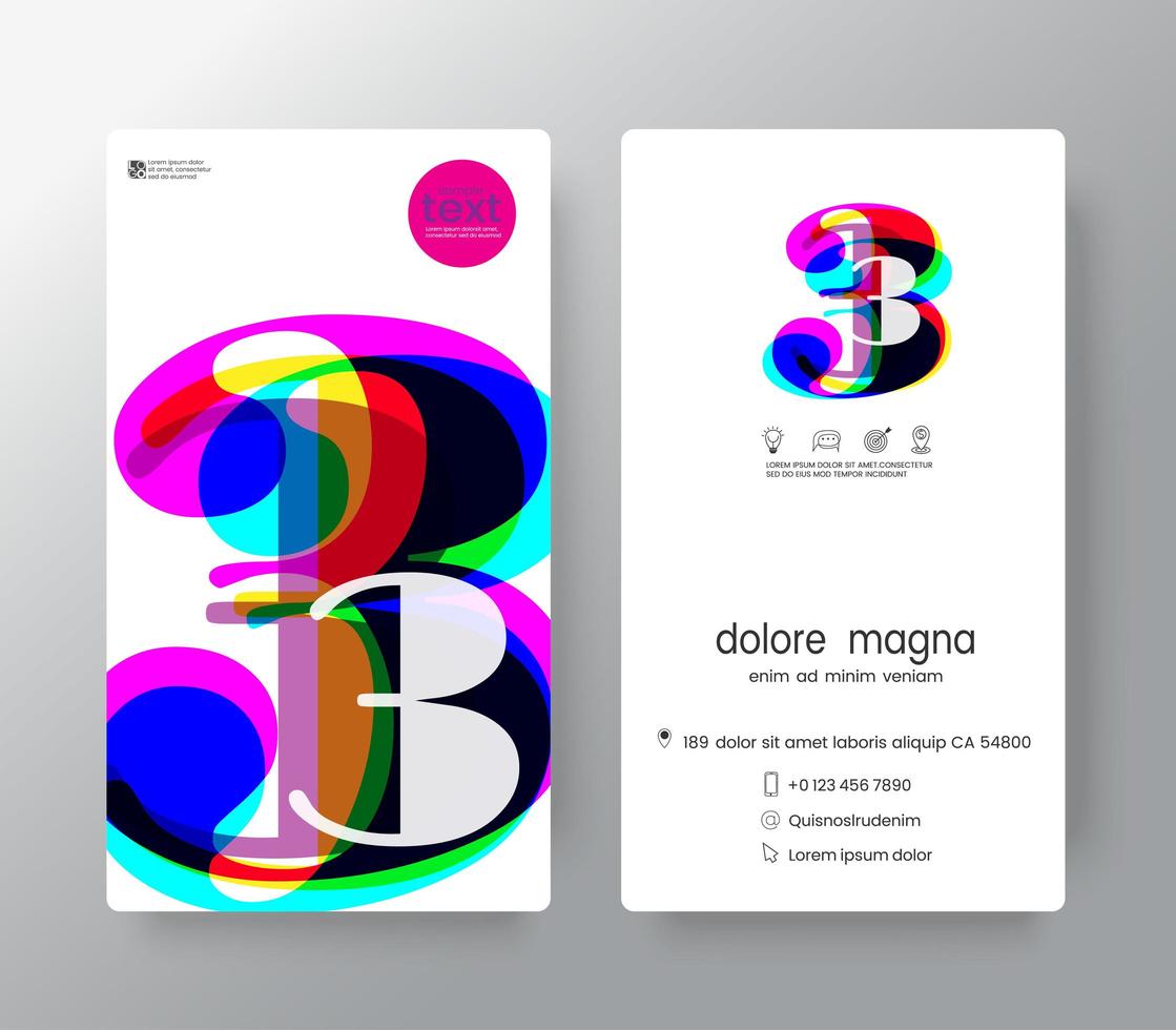 Logo Number 3 Business Card Template vector