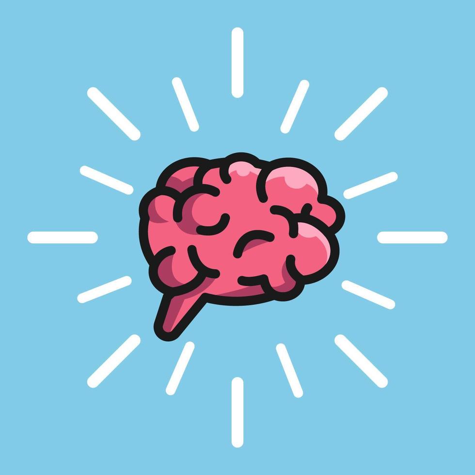 Pink human brain icon vector