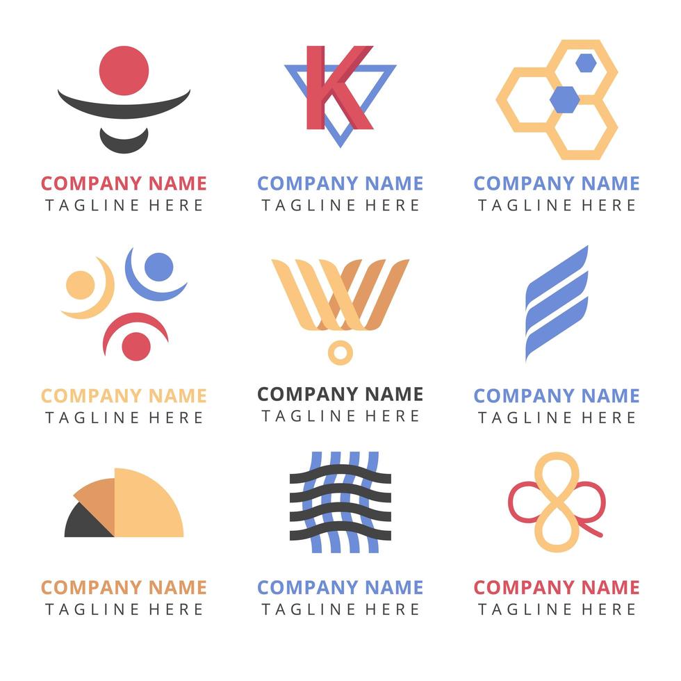 Set of company logo design ideas vector