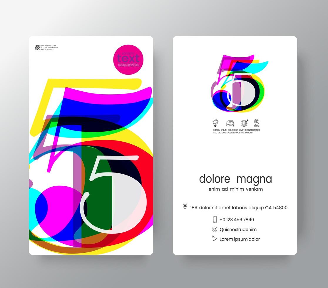 Logo Number 5 Business Card Template vector