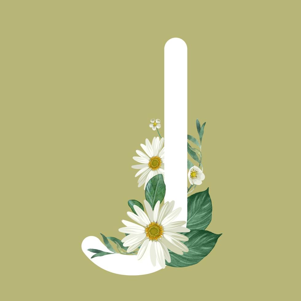 Letter J with blossoms vector