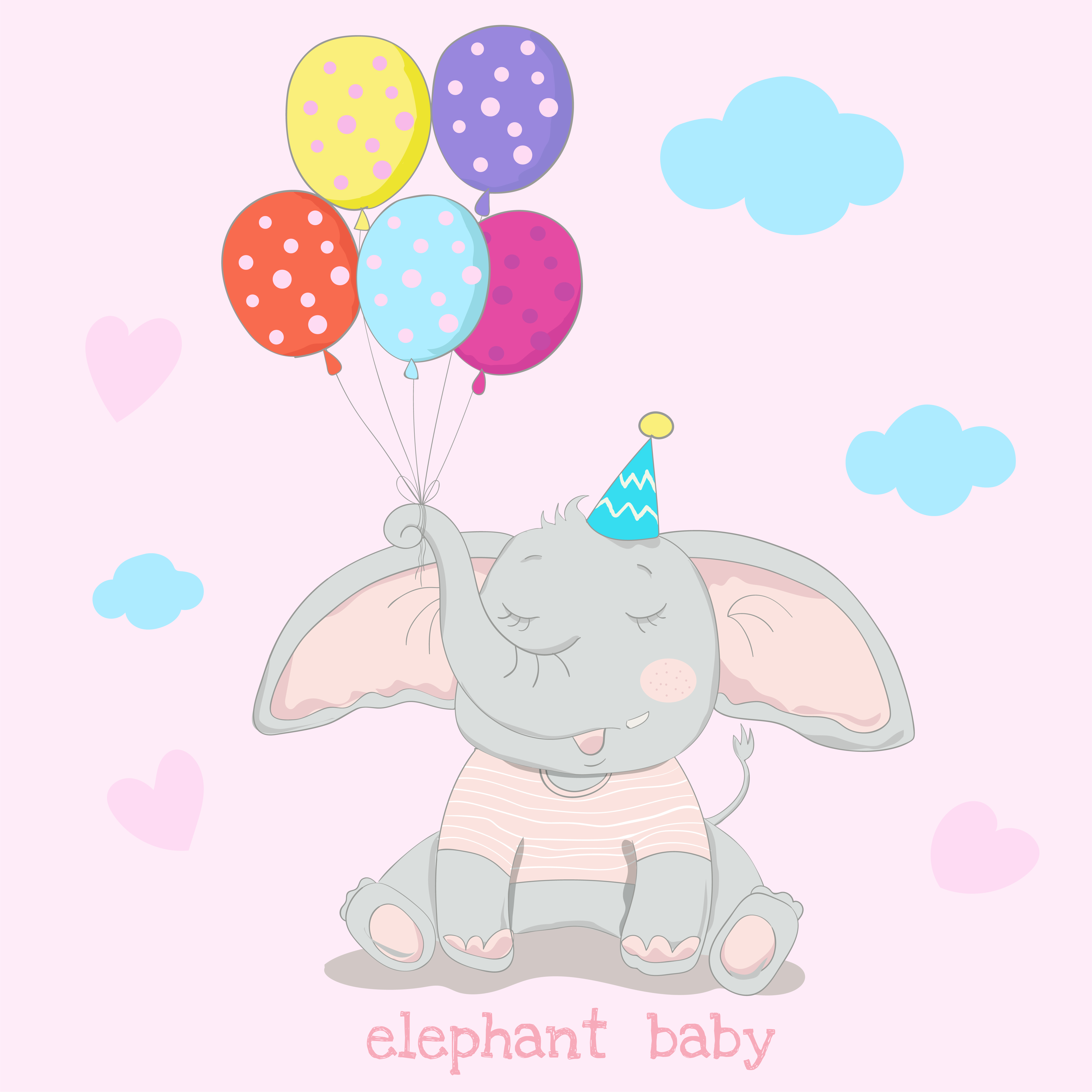 Elephant Holding Colorful Balloons 1218577 Vector Art at Vecteezy