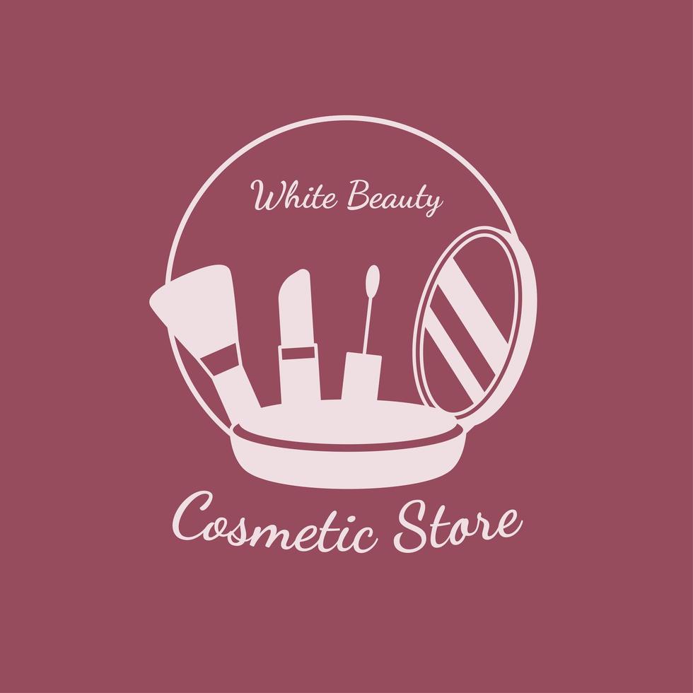 White beauty store logo cosmetics vector