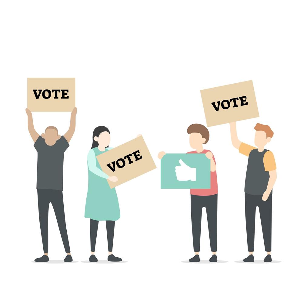 Character illustration of people with vote icons vector