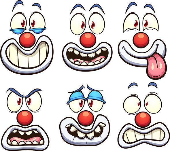 conjunto de caras de payaso vector