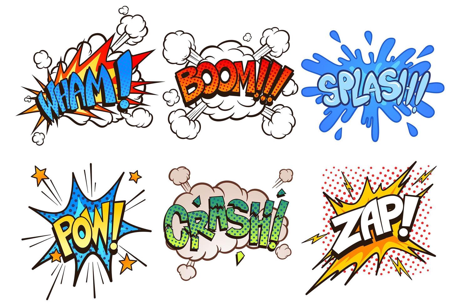 Retro Comic Sound Effects Set vector