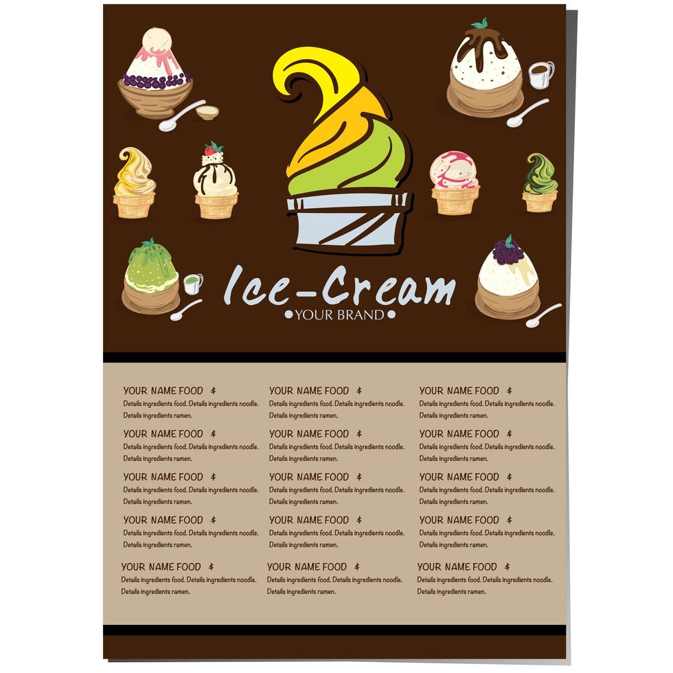 Ice cream dessert menu vector