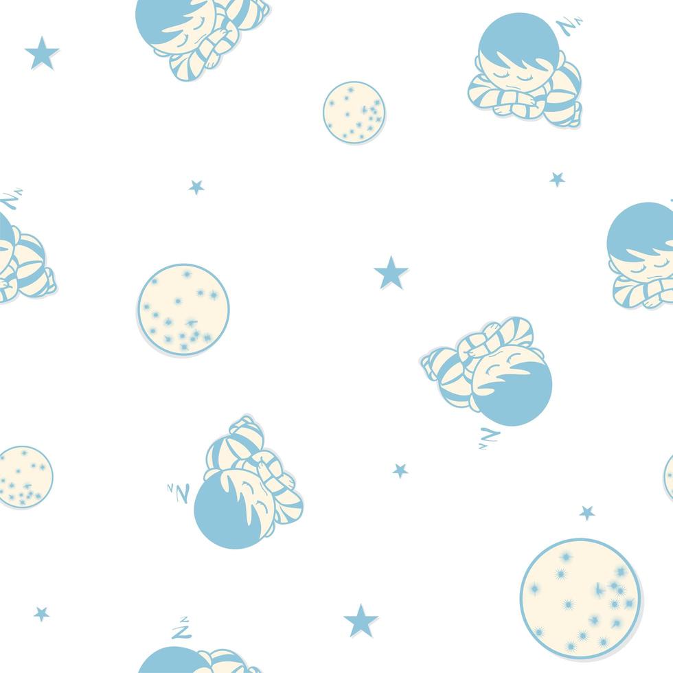 Baby and sleeping moon pattern vector