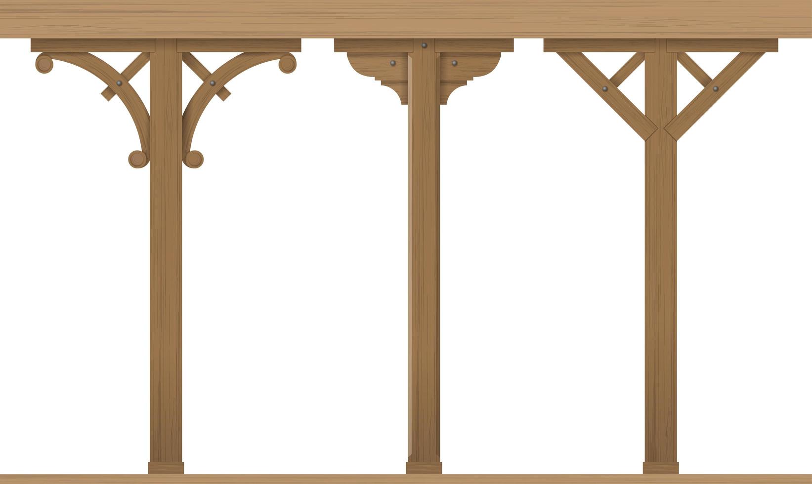 conjunto de columnas arquitectónicas de madera vintage vector