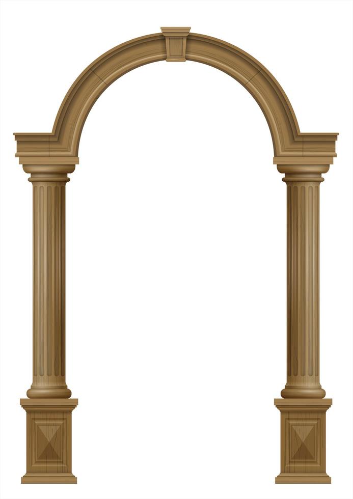 Wooden portal door with columns vector