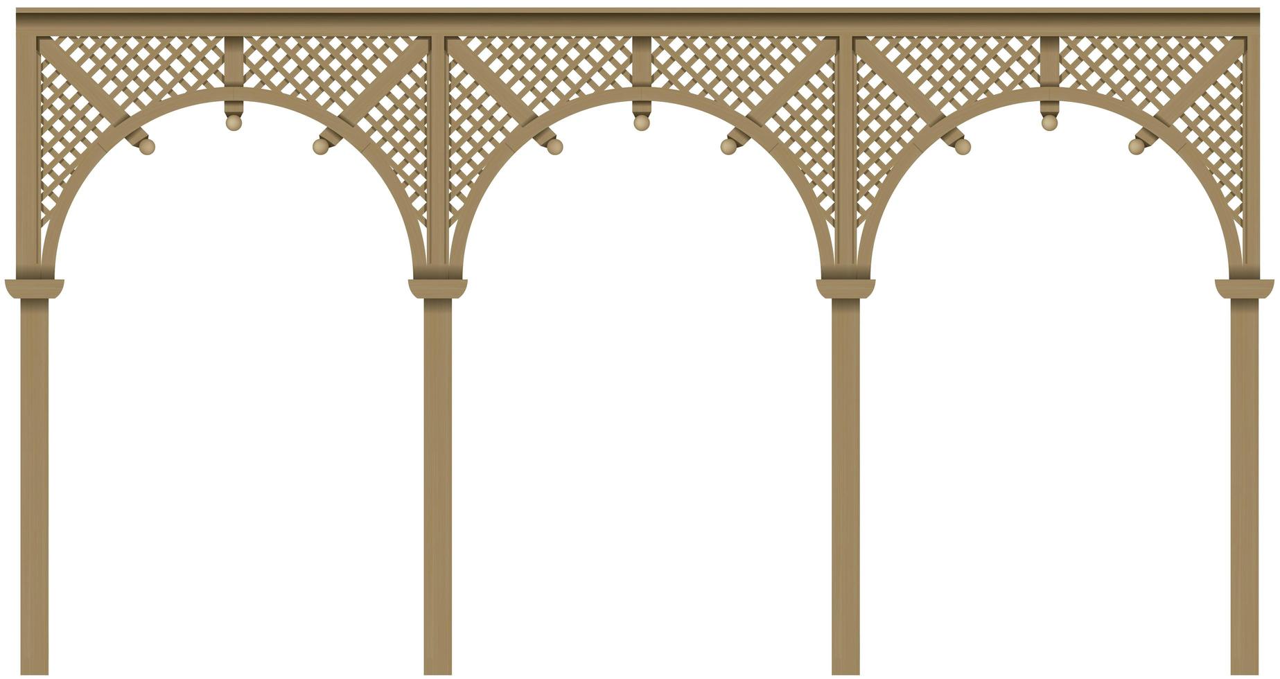 Arcade classic wooden veranda with arches vector