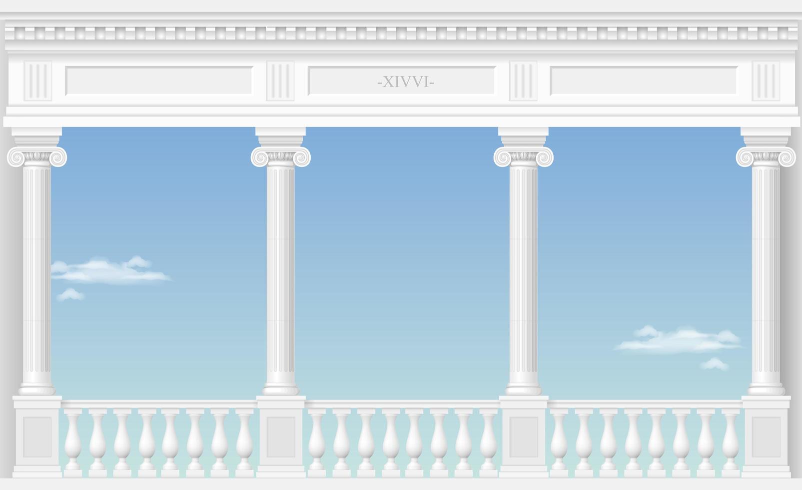 Balcony of a fabulous palace with cloud view vector
