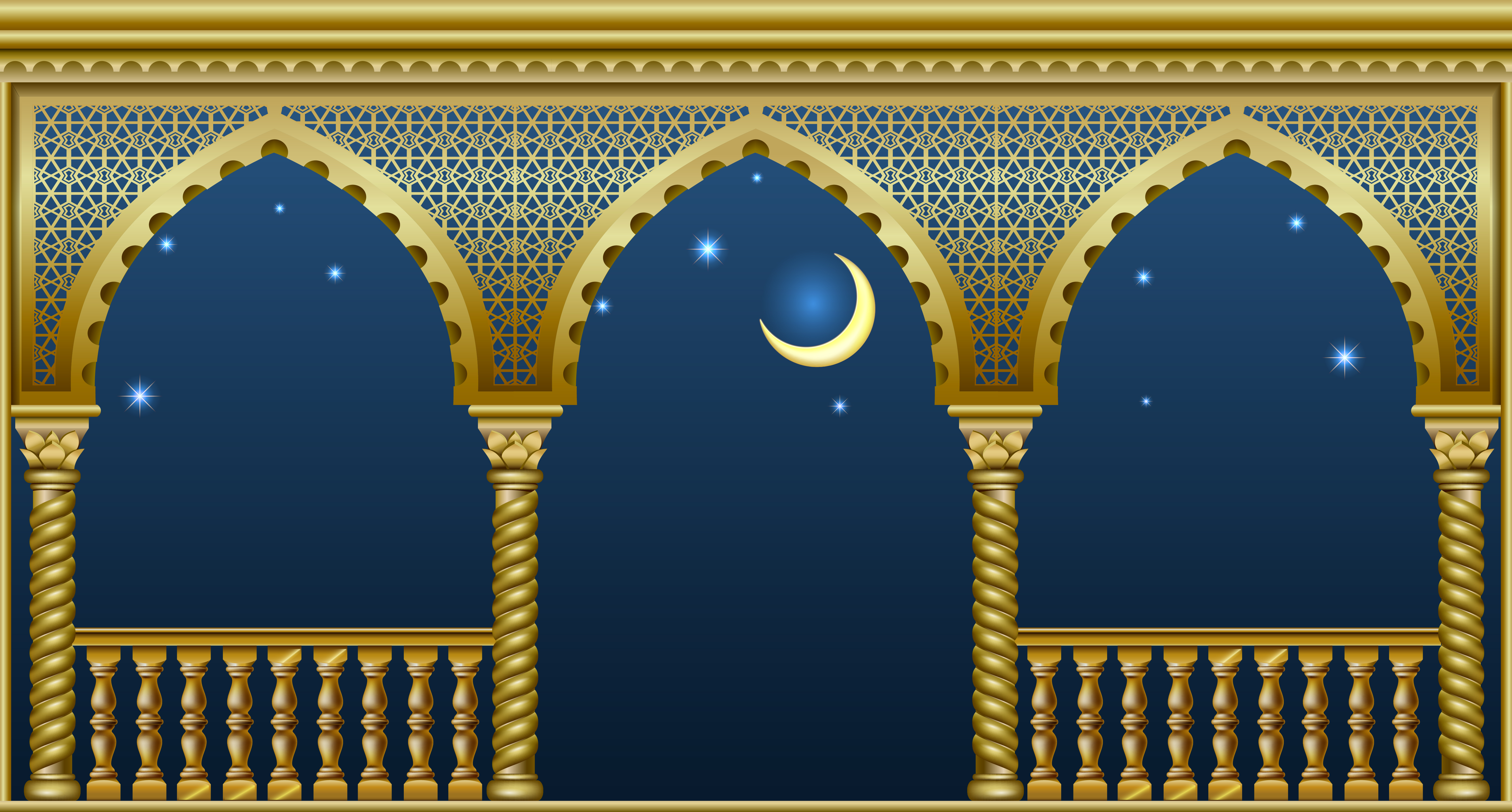 Golden balcony of a fabulous palace 1218717 Vector Art at Vecteezy