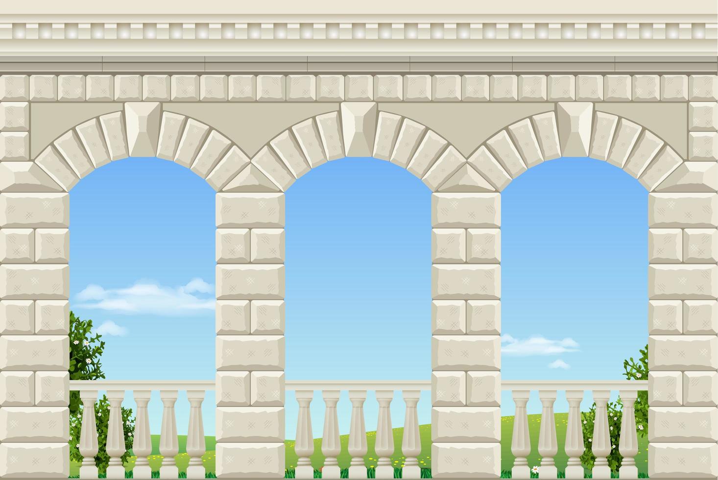 Balcony of a fabulous palace in classical style vector