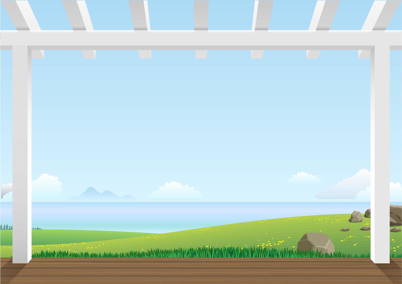 Landscape view with green hills vector