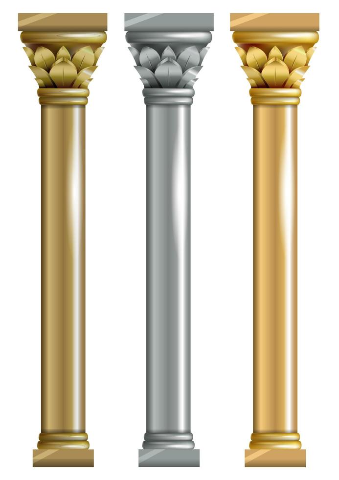 conjunto de tres columnas metálicas vector