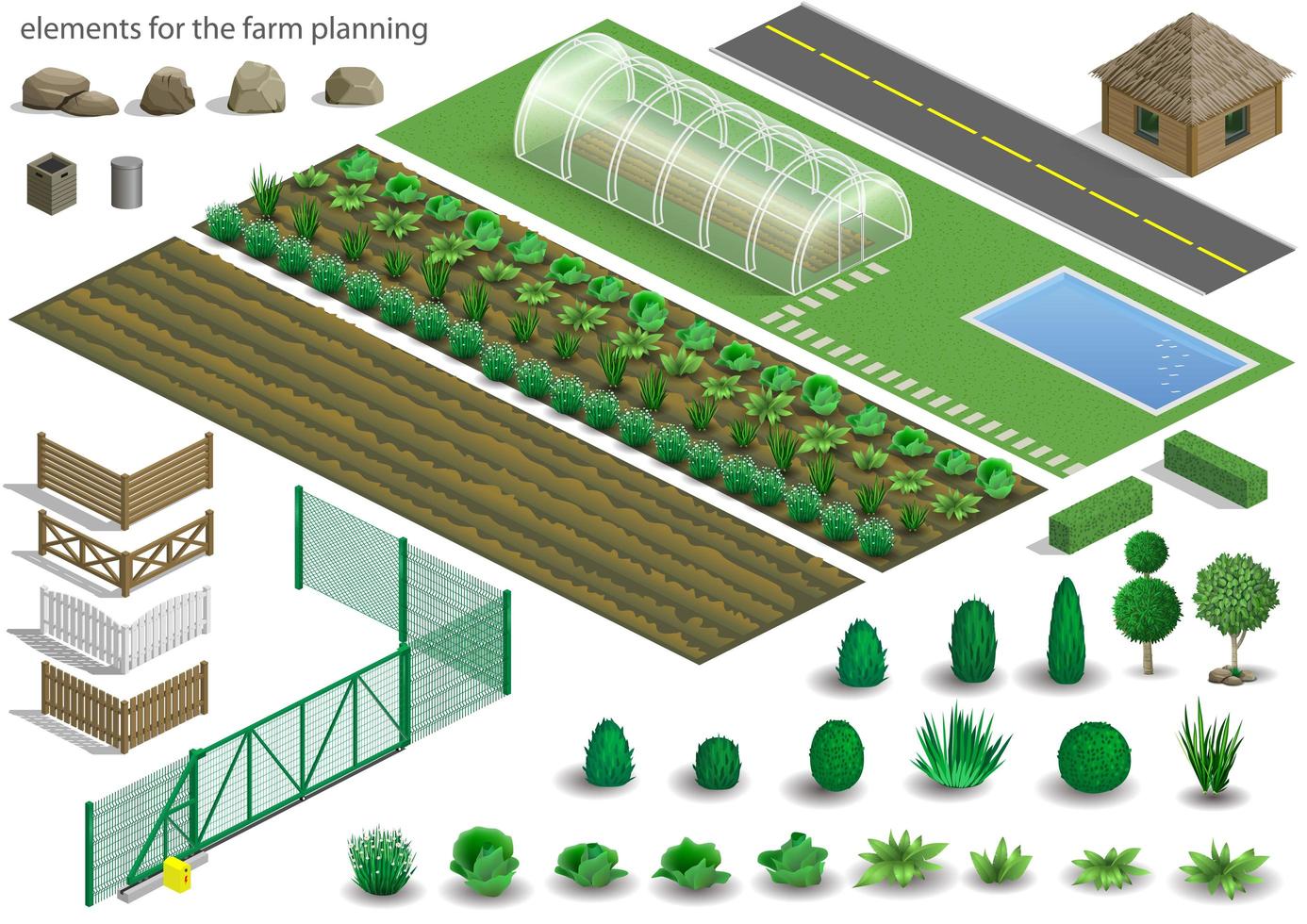 Set of elements for a farm vector